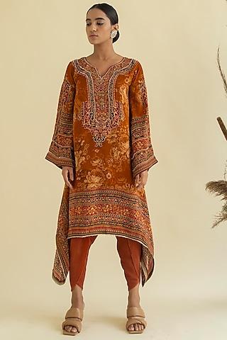 maroon printed tunic set