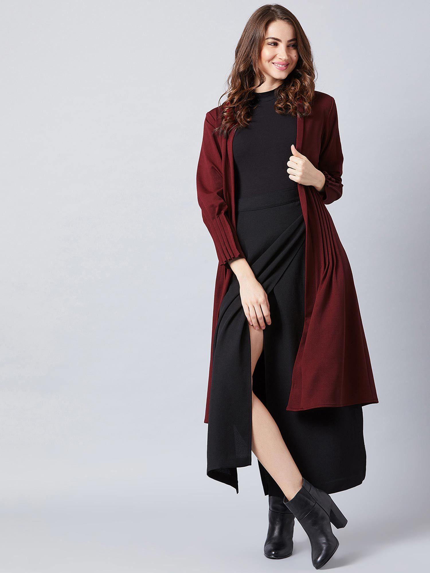 maroon self design casual shrug