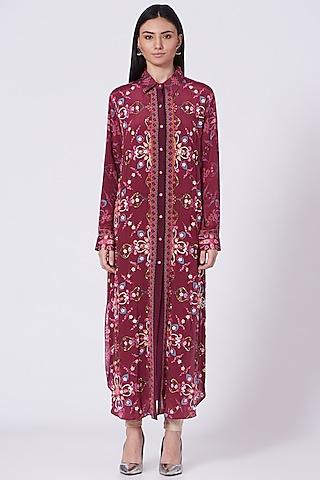 maroon sequins embroidered tunic