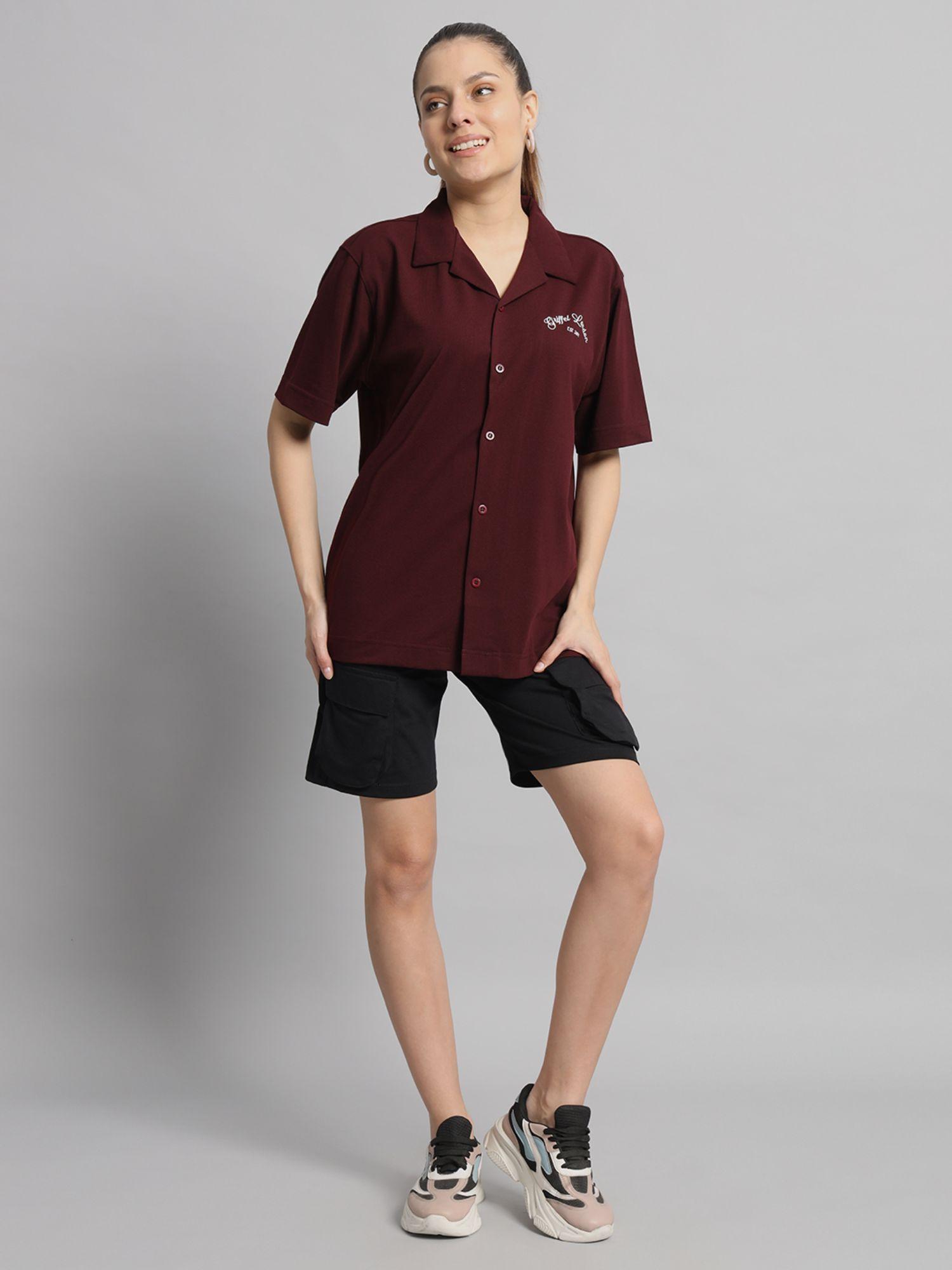 maroon shirt and shorts (set of 2)