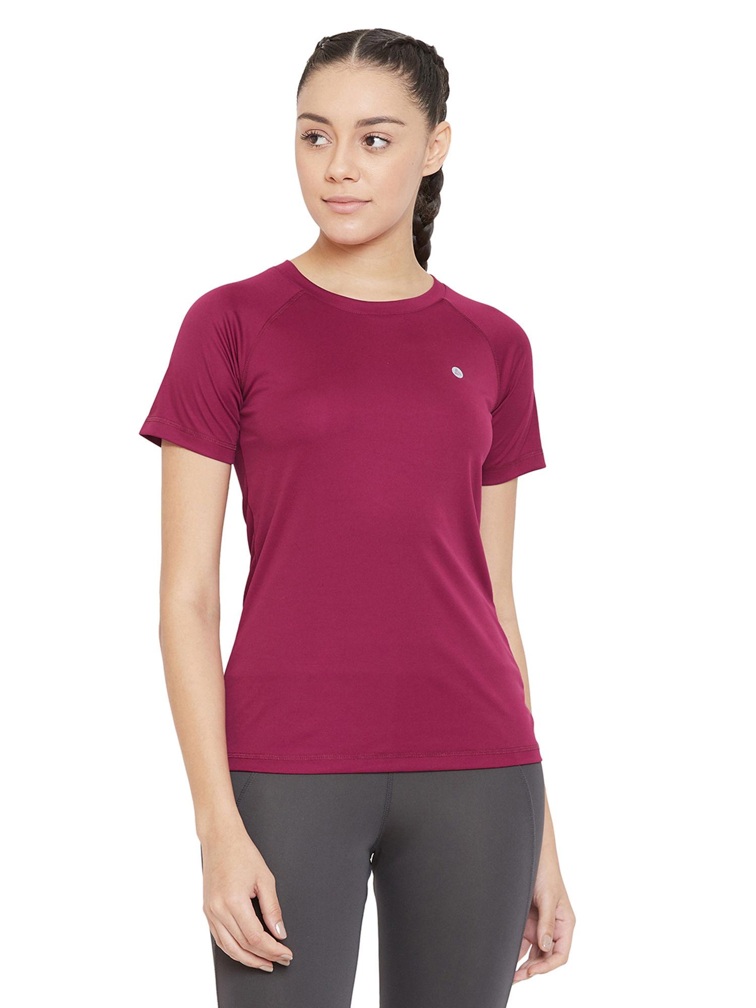 maroon short-sleeve lightweight quick dry running fitness sports t-shirts