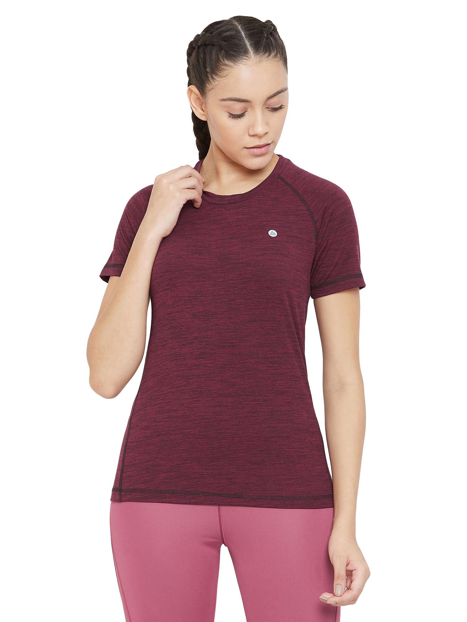 maroon short-sleeve lightweight quick dry running fitness sports t-shirts