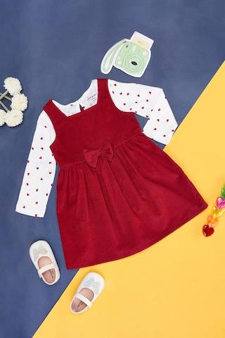 maroon solid  casual baby regular fit  dungaree set