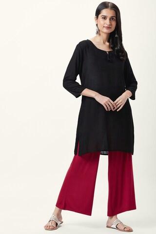 maroon solid ankle-length casual women regular fit palazzo