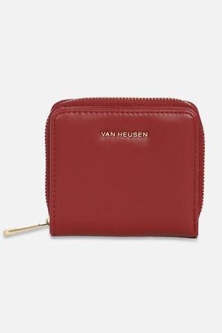 maroon solid casual polyurethane women wallets