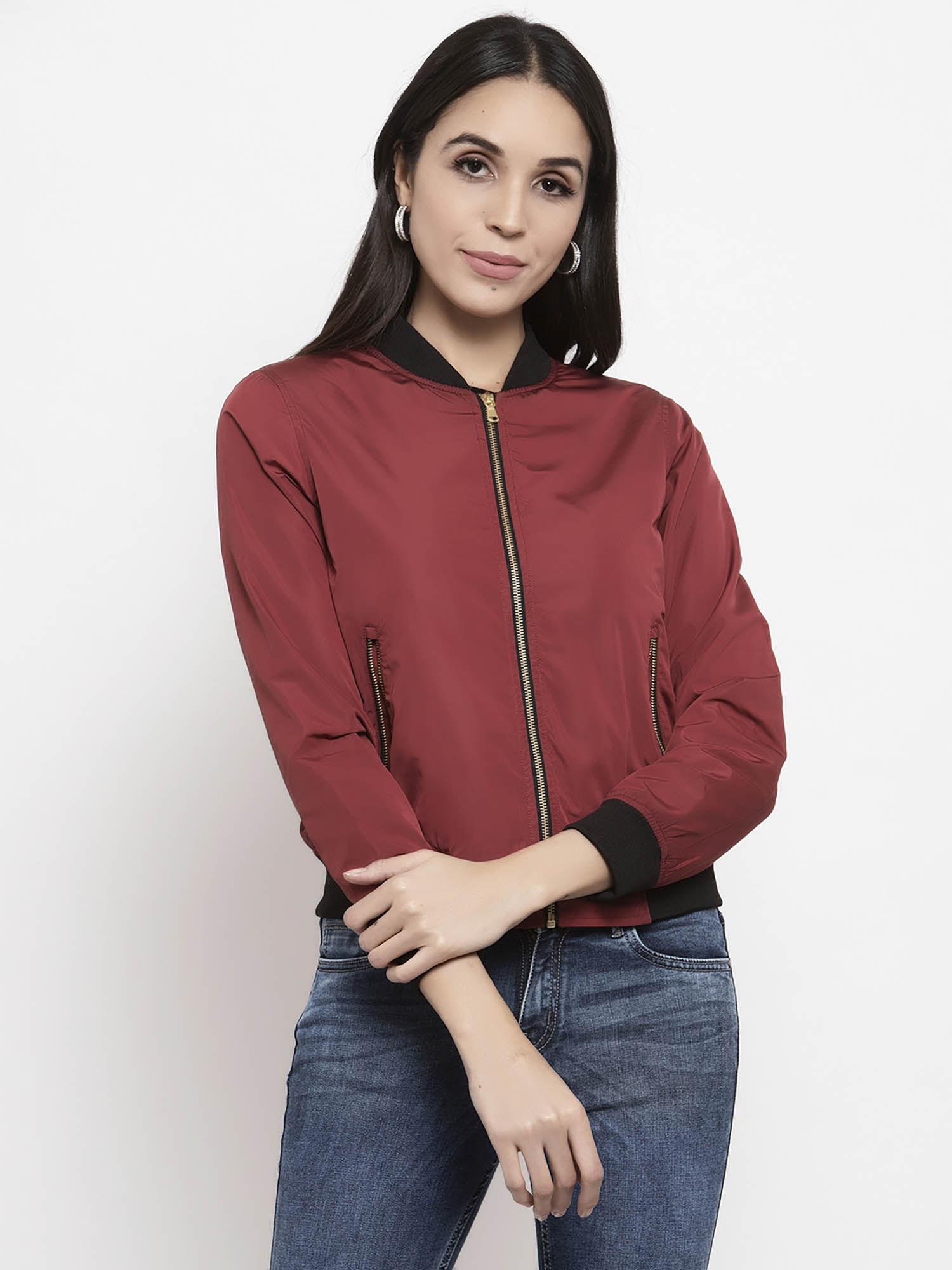 maroon solid jacket