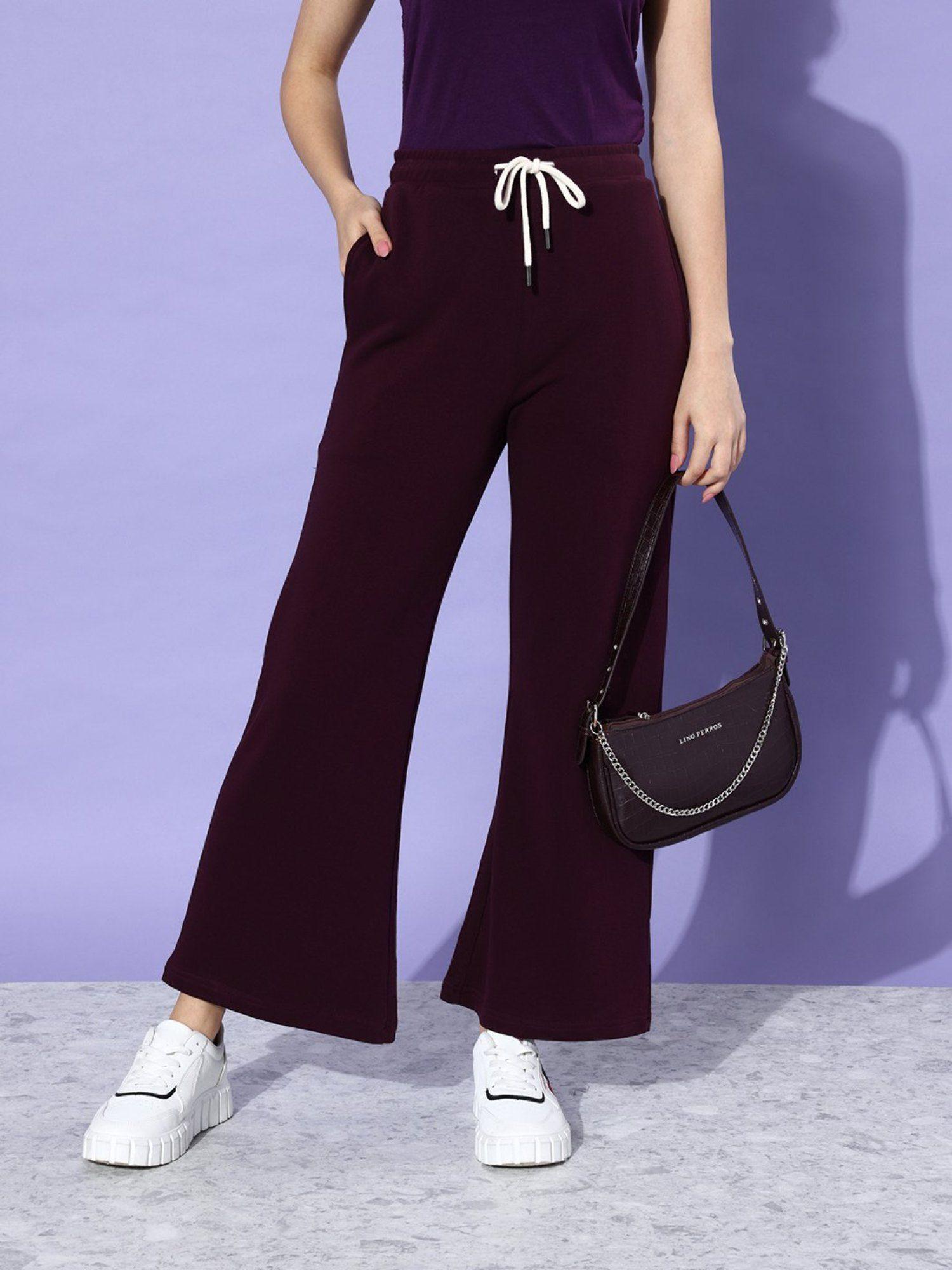 maroon solid korean pant