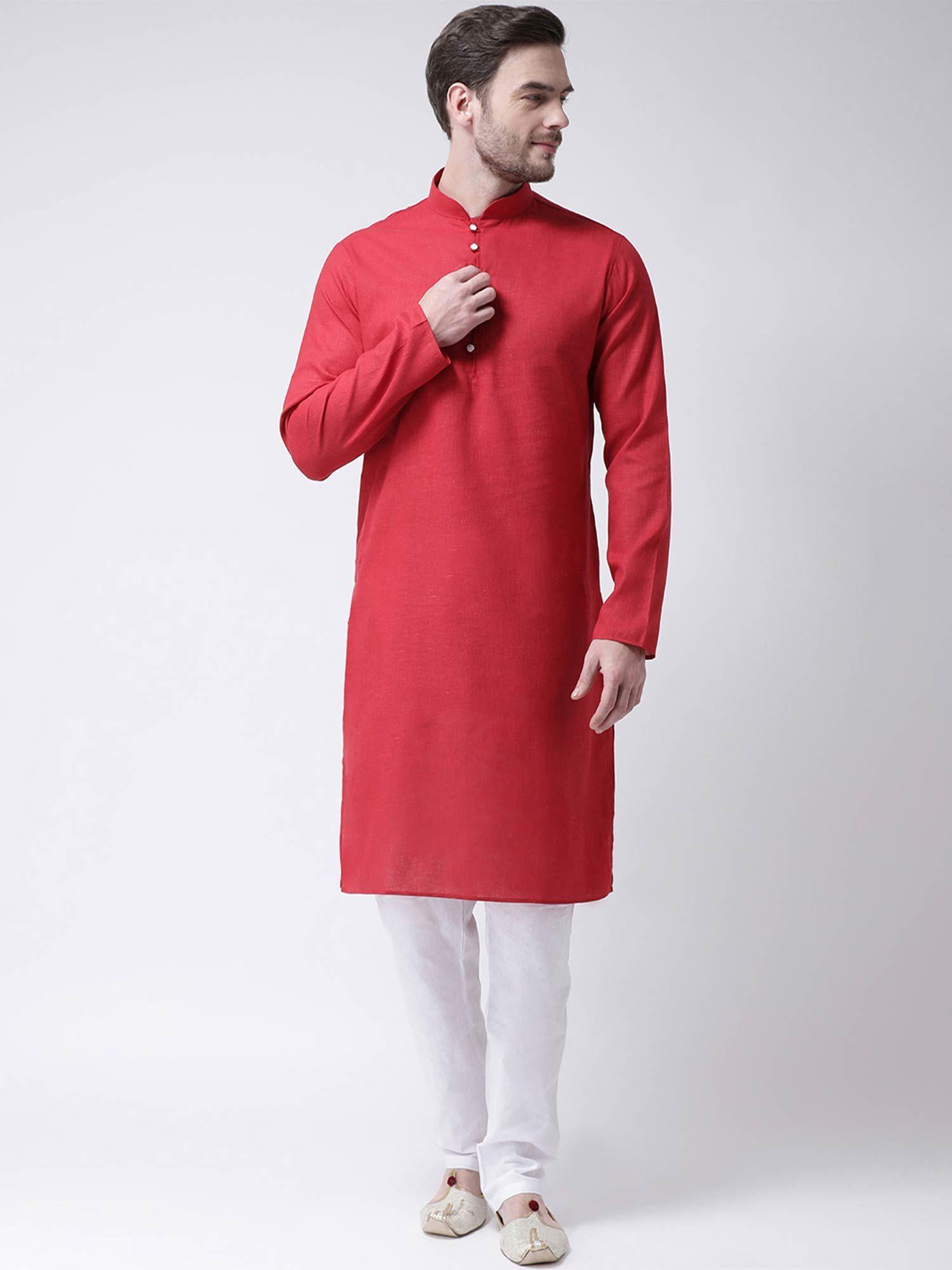 maroon solid kurta (set of 2)