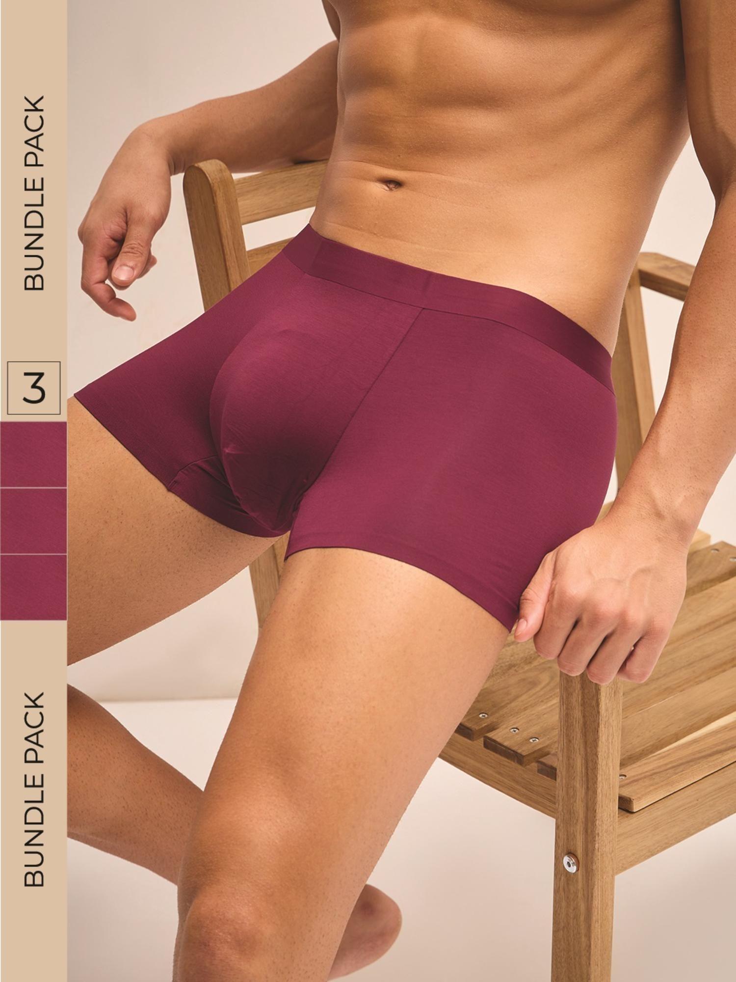 maroon solid modal trunks (pack of 3)