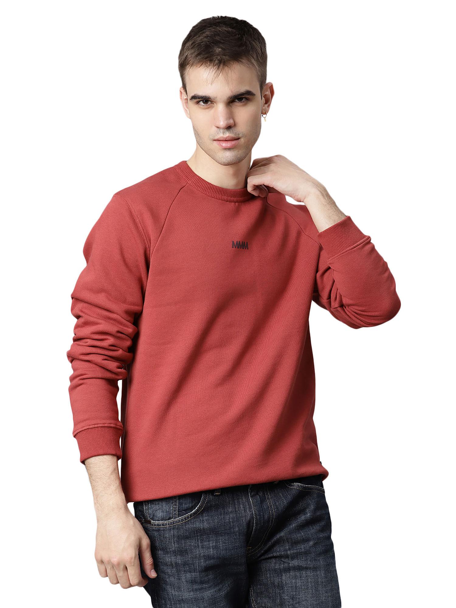 maroon solid round neck sweatshirt