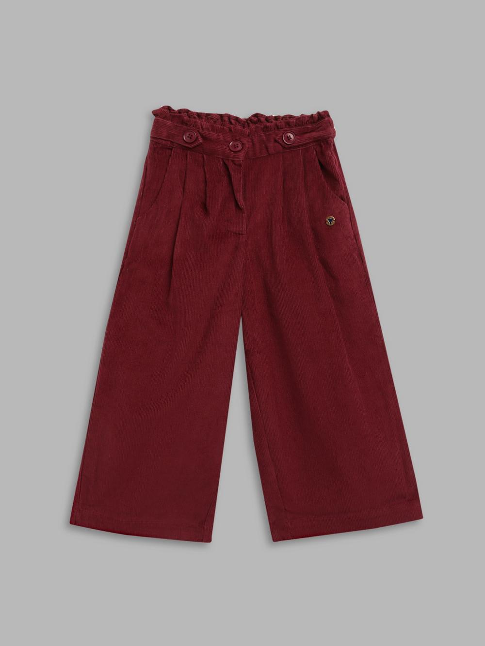 maroon solid straight fit culotte