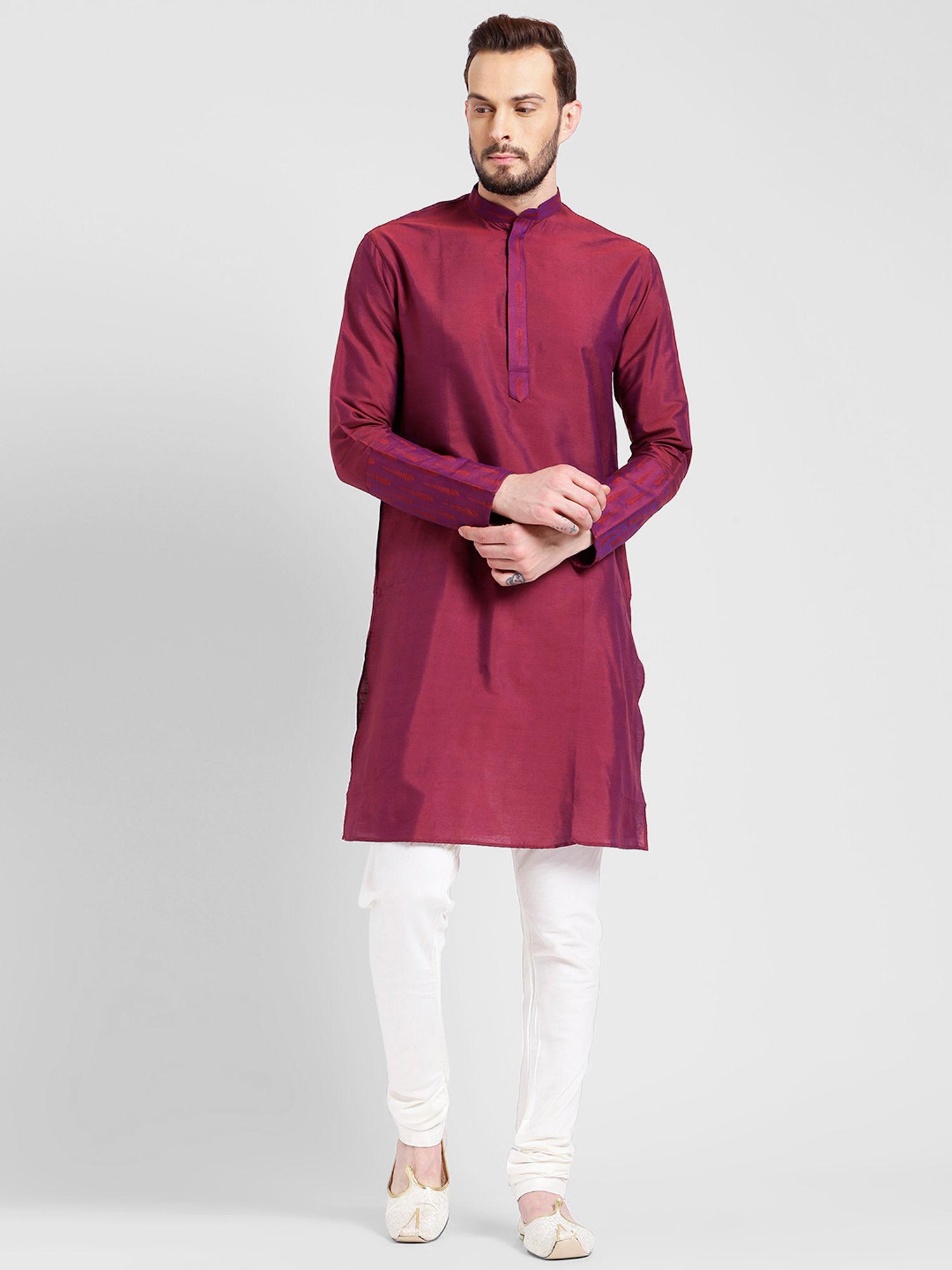 maroon solid straight kurta