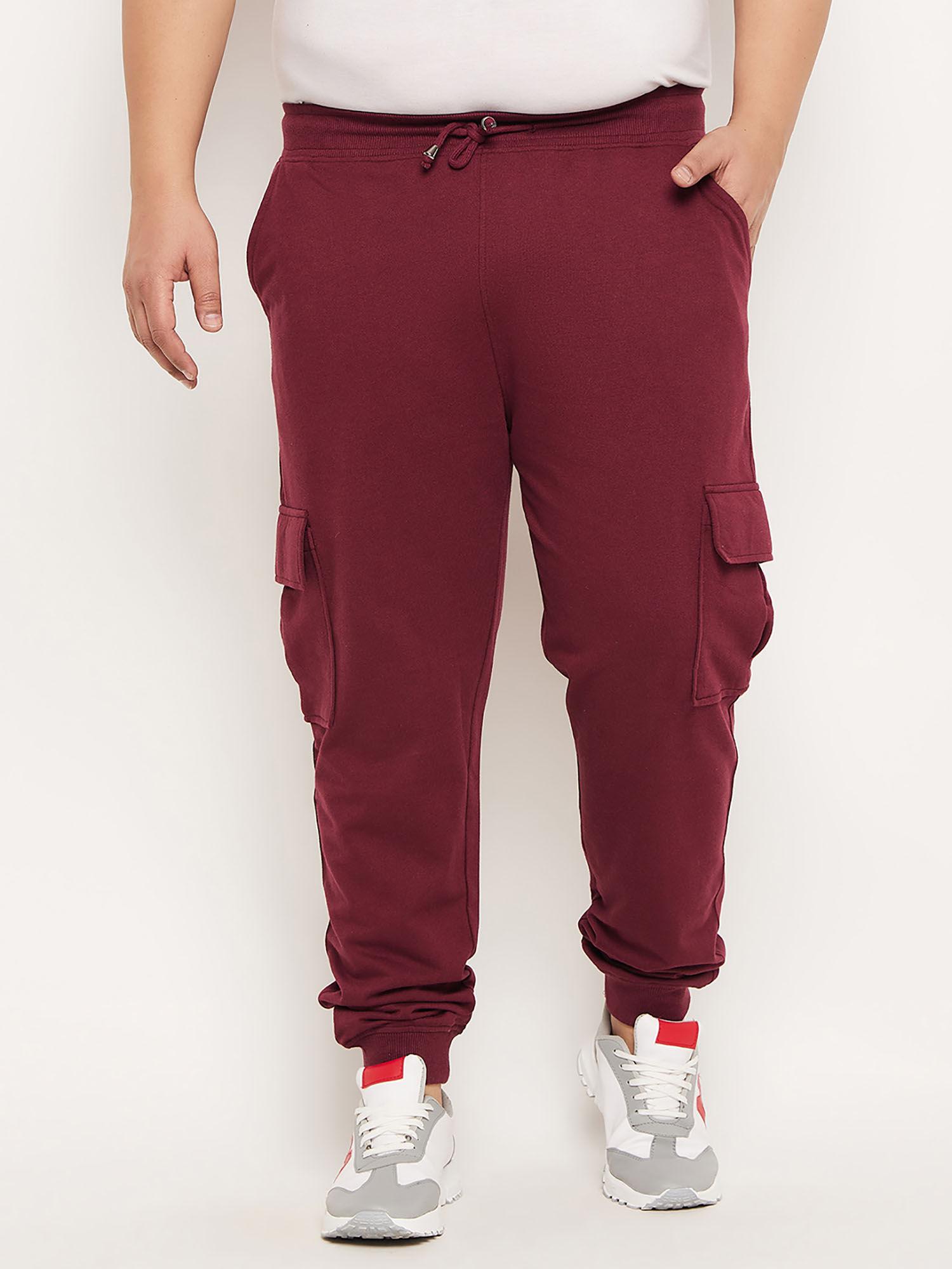 maroon solid tapered style trackpants