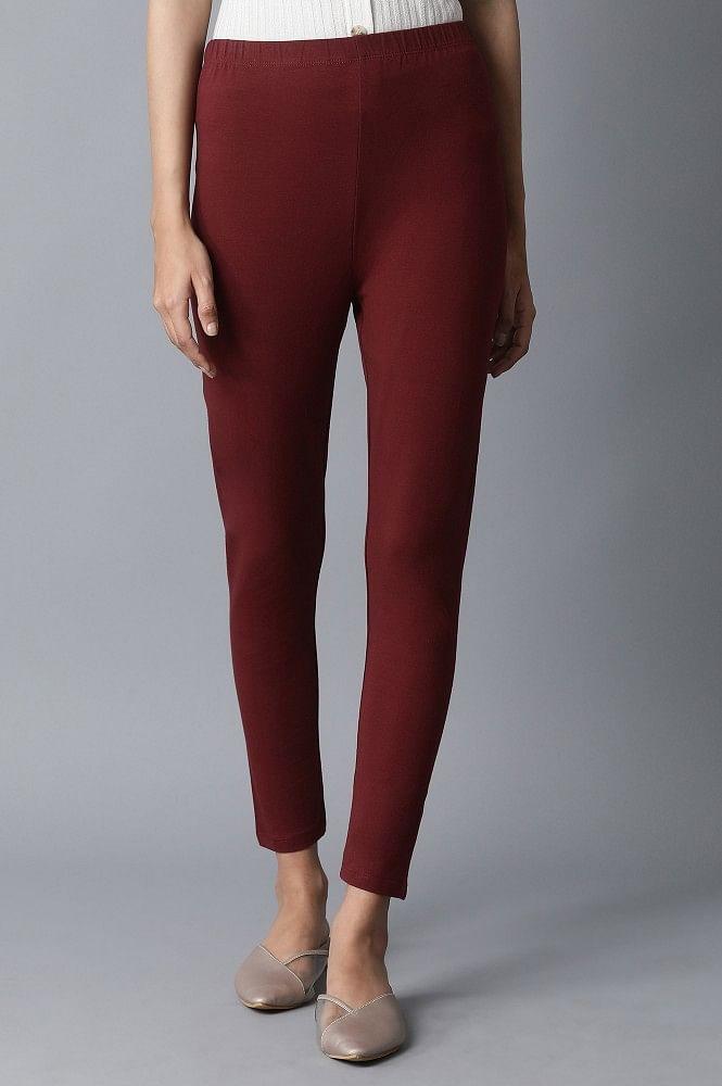 maroon solid tights