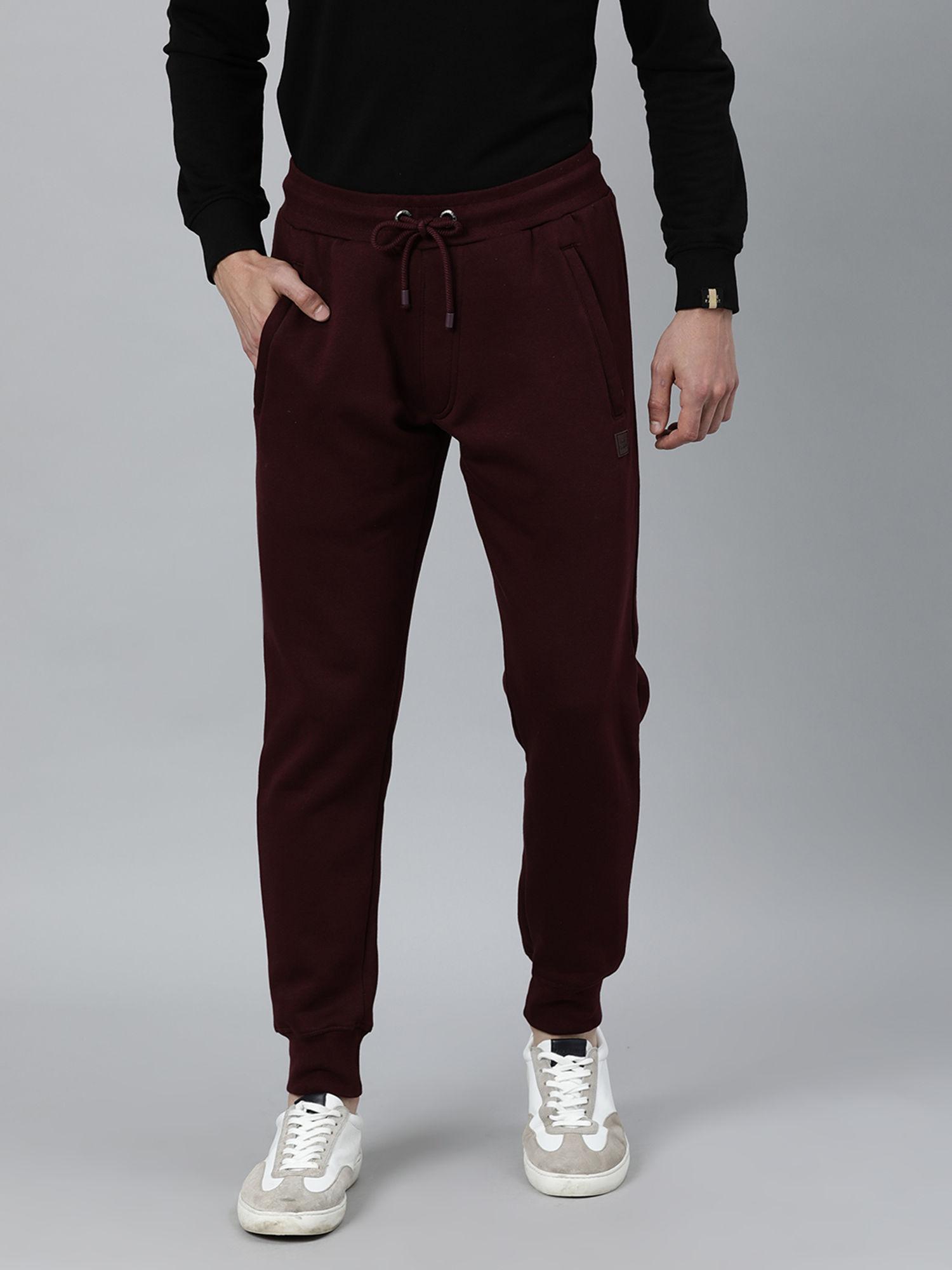 maroon solid trackpants