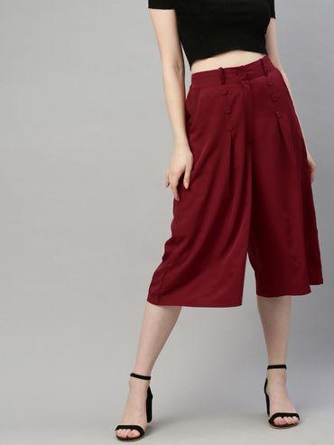 maroon solid trouser