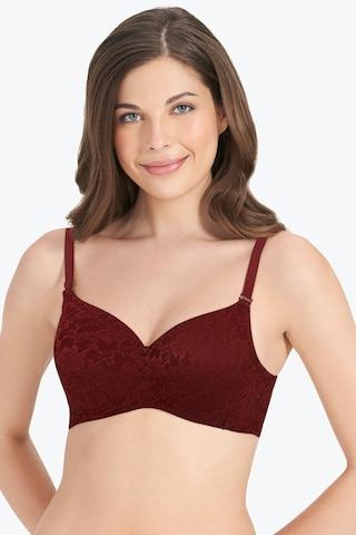 maroon solid women comfort fit bra