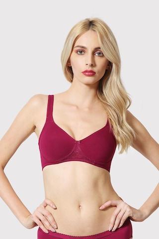 maroon solid women regular fit bra