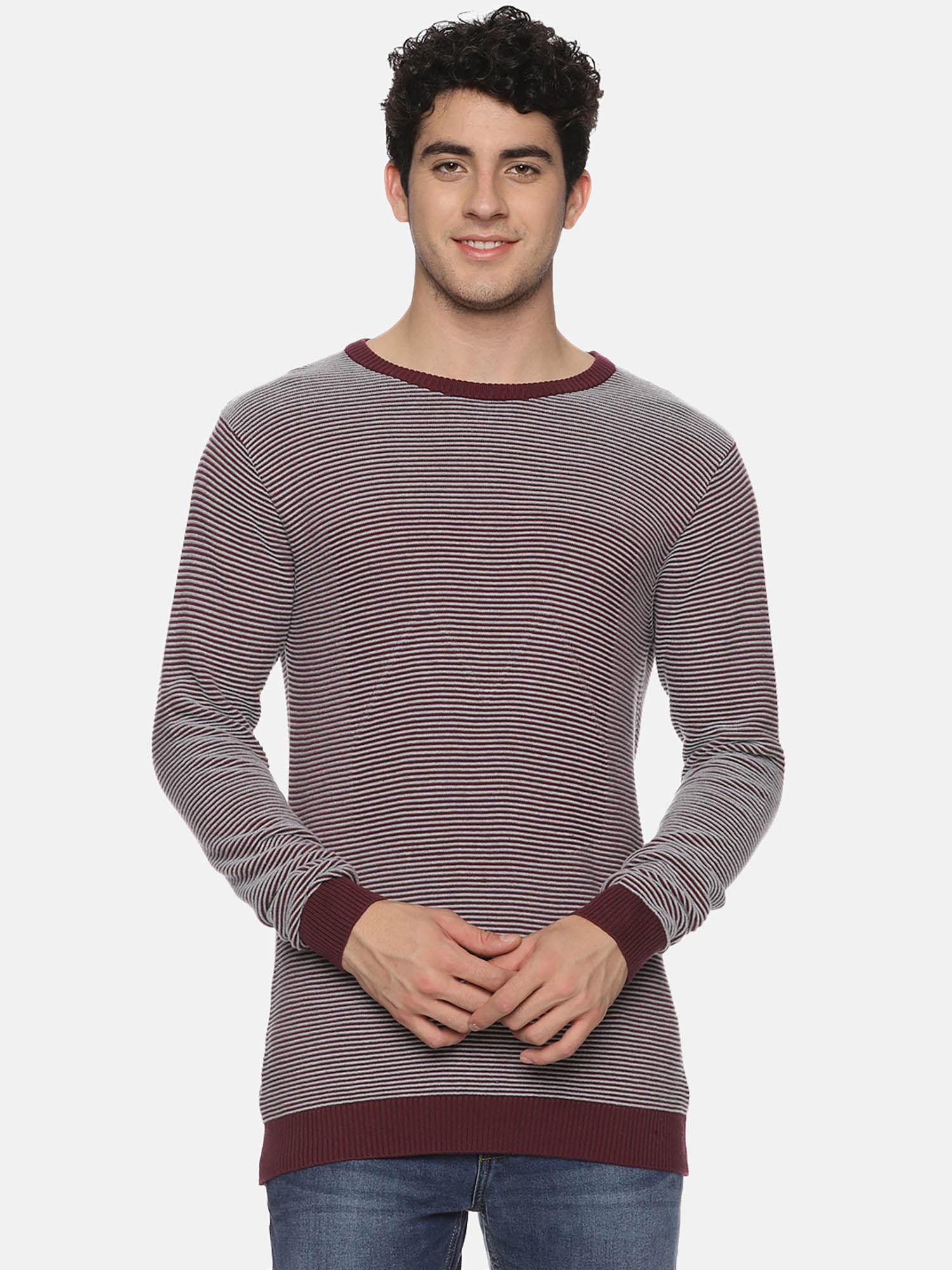 maroon stripe knitted sweatshirt