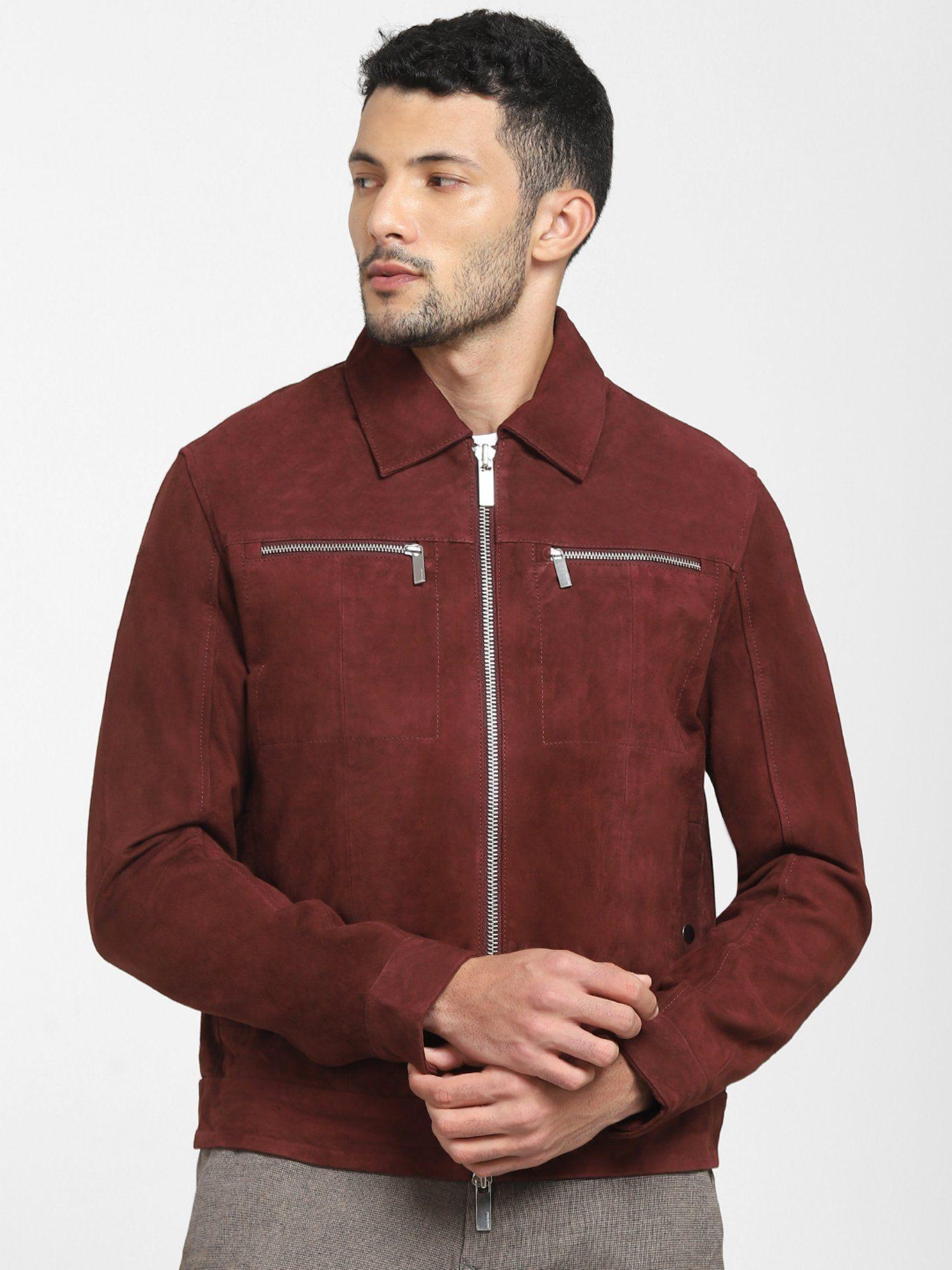 maroon suede jacket