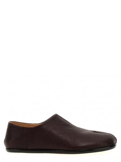 maroon tabi slip on loafers