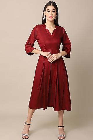 maroon tencel dress