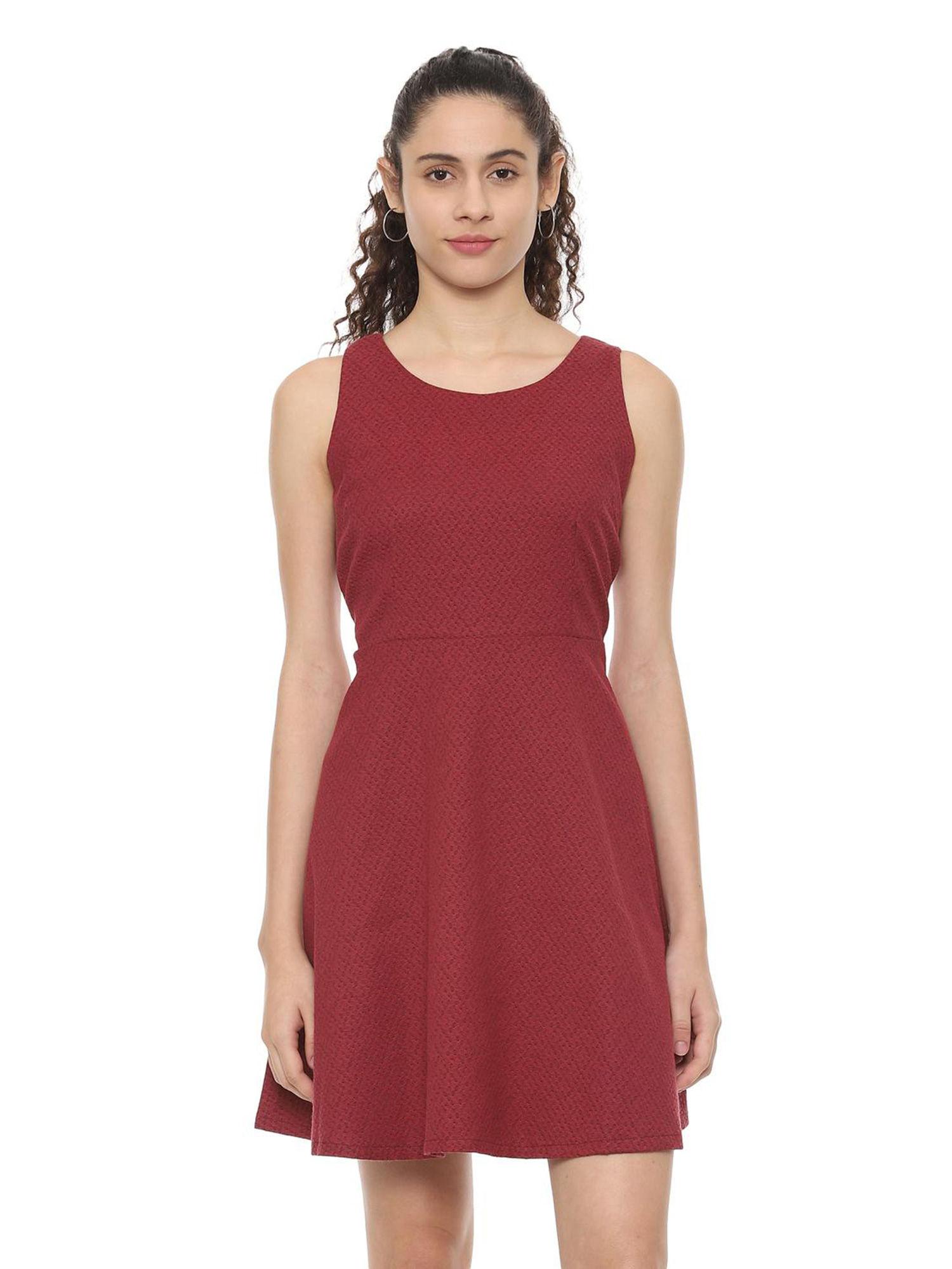 maroon textured dress