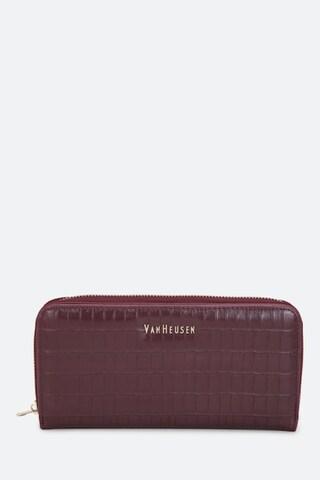 maroon textured formal leather women wallet