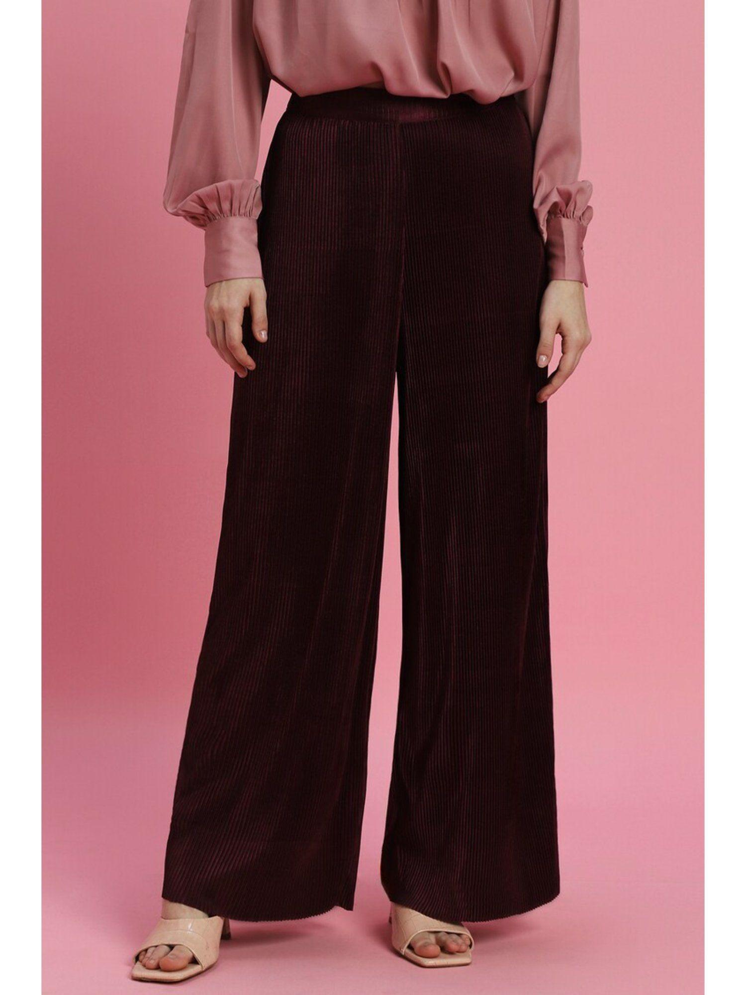 maroon textured pant