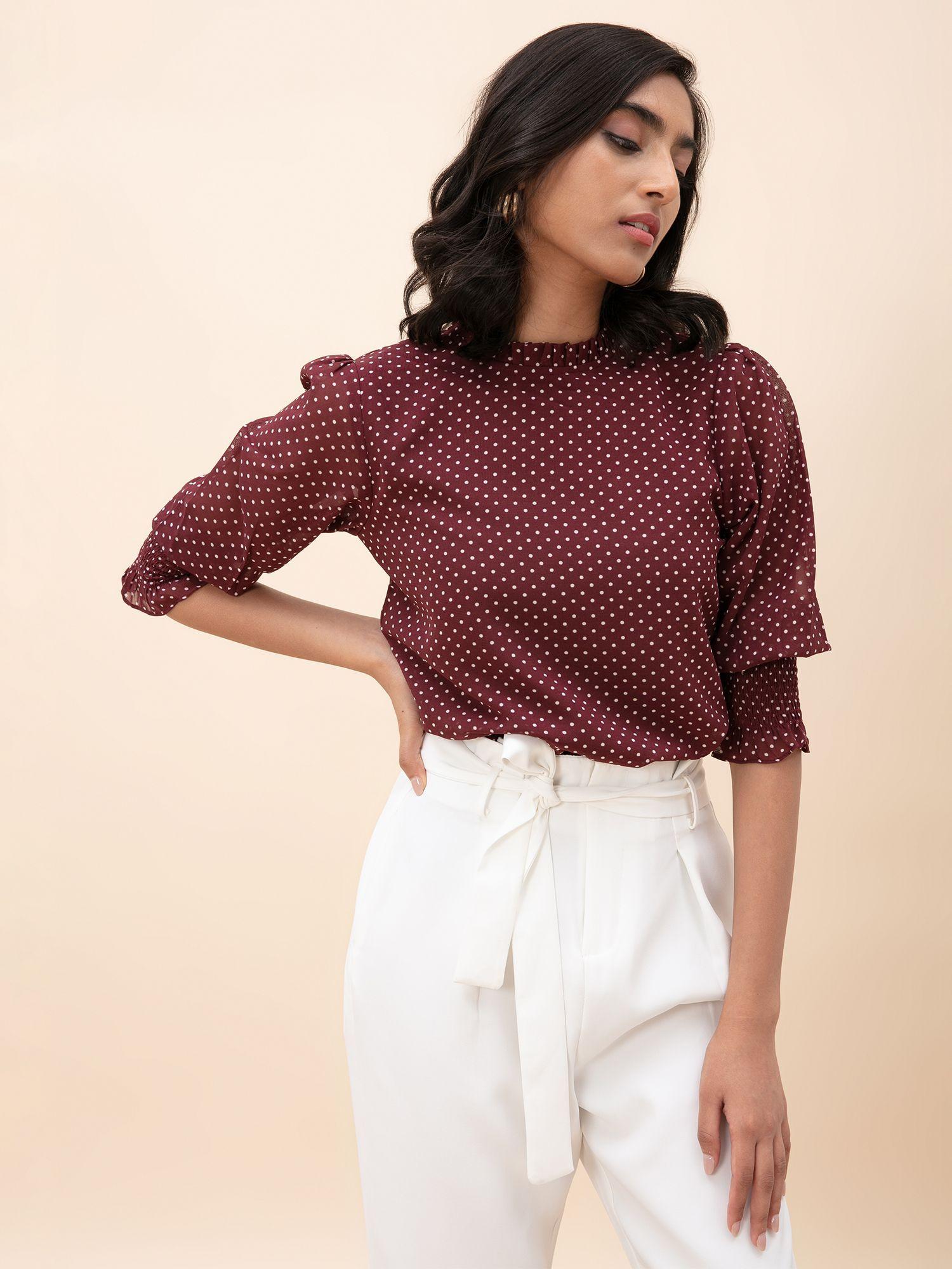 maroon the trendy polka spin top