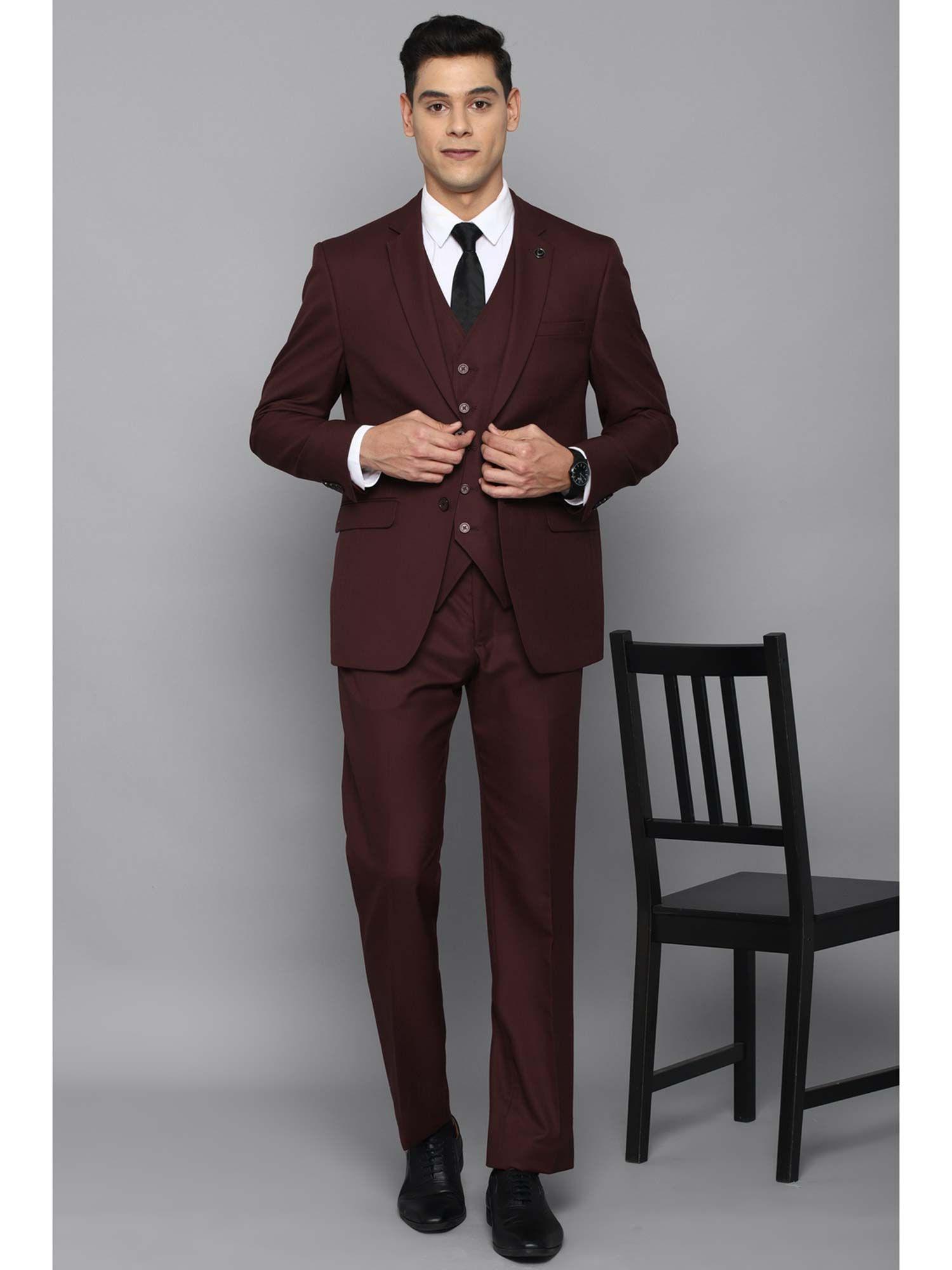 maroon three piece suit (set of 3)