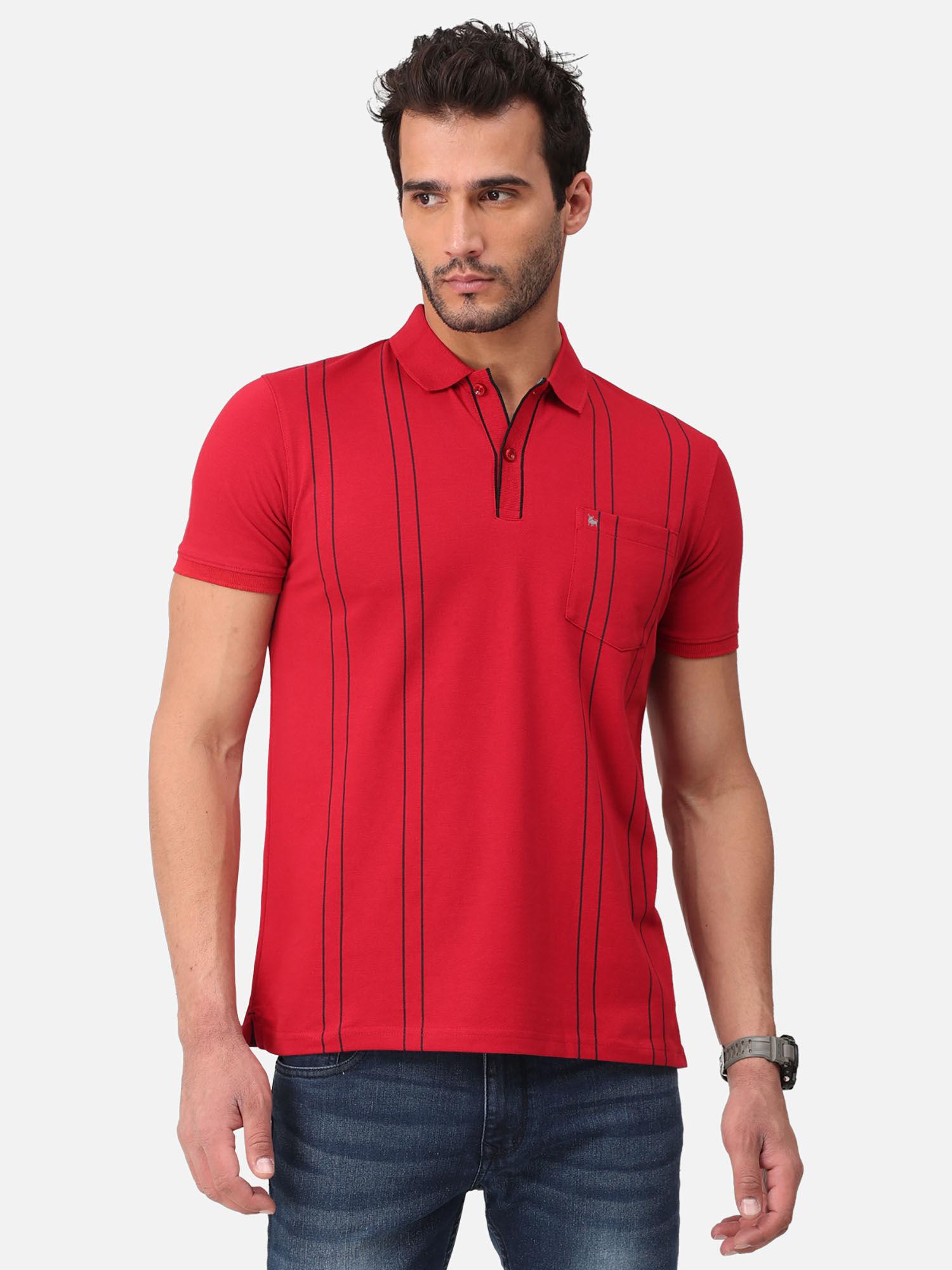 maroon trendy printed half sleeve polo t-shirt for mens