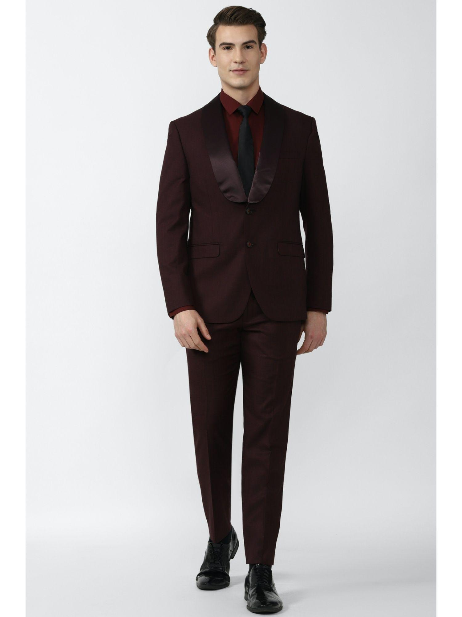 maroon two piece suit (set of 2)