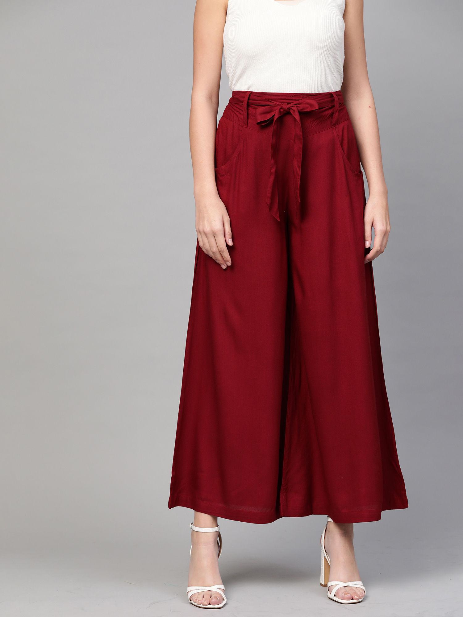 maroon waistband palazzo