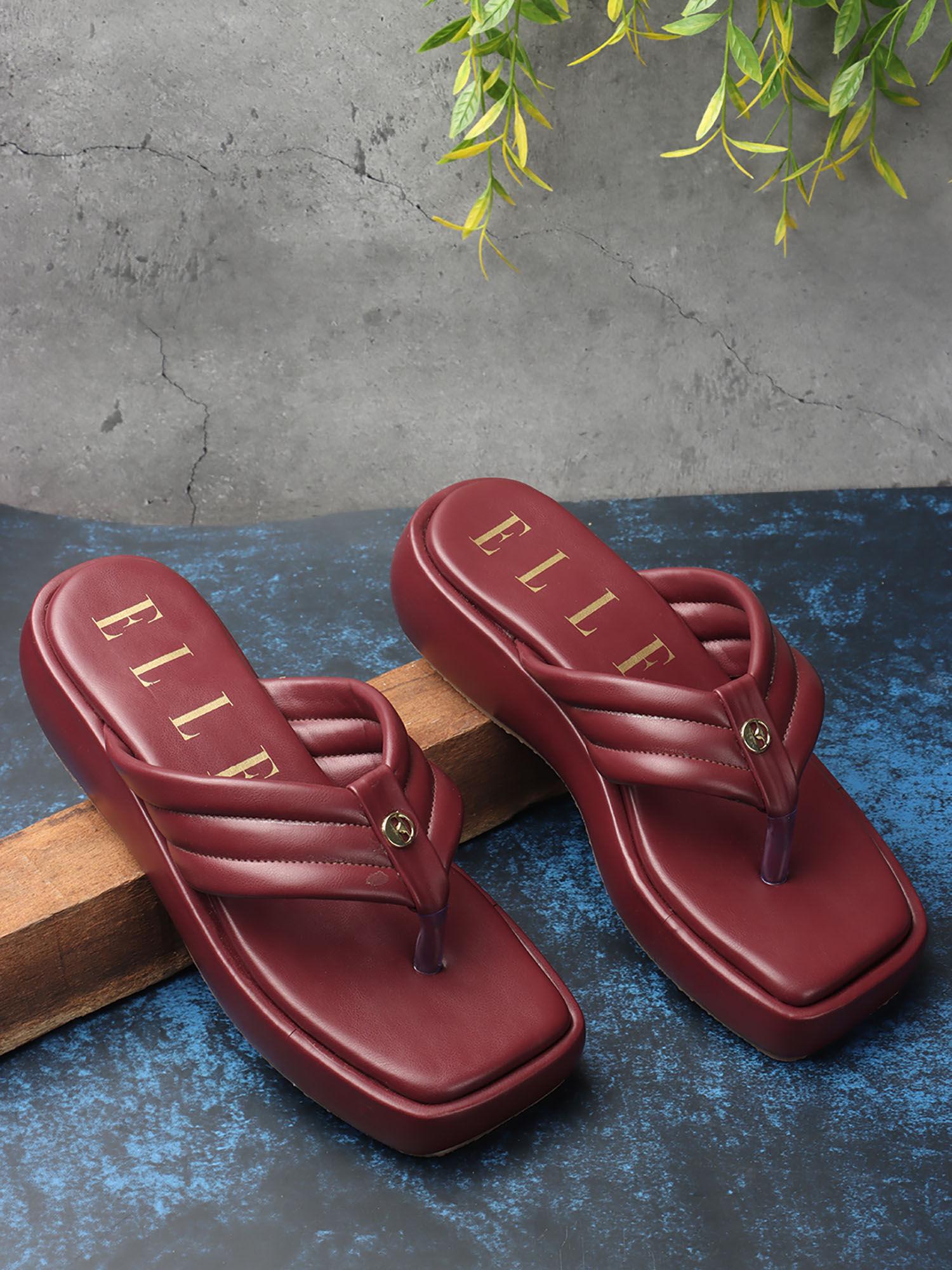 maroon women slip on flipflops