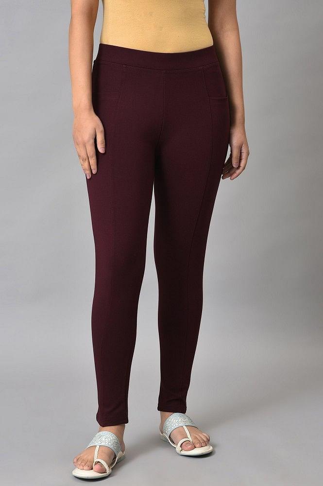 maroon yoga tights