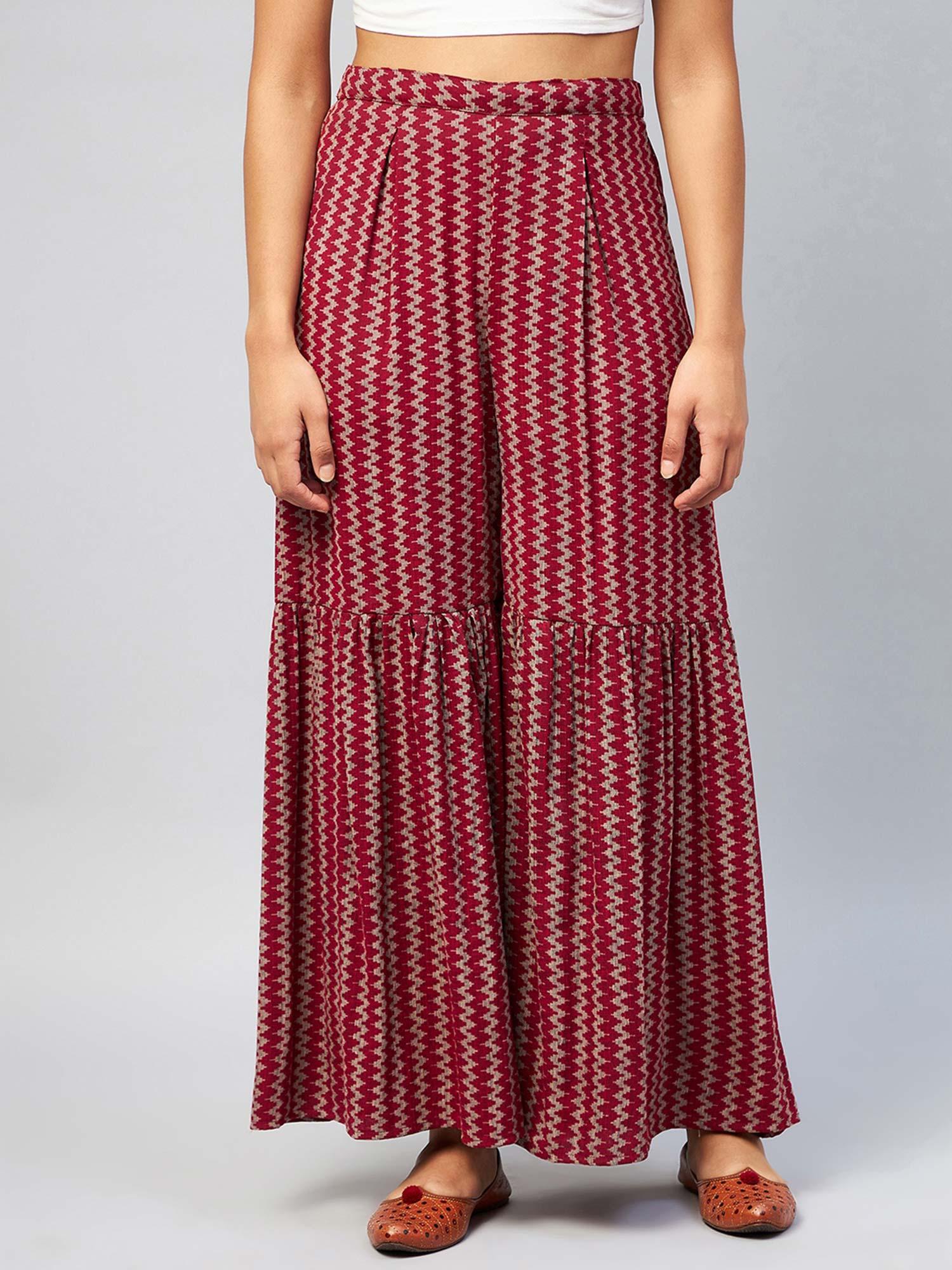 maroon zig zag print sharara