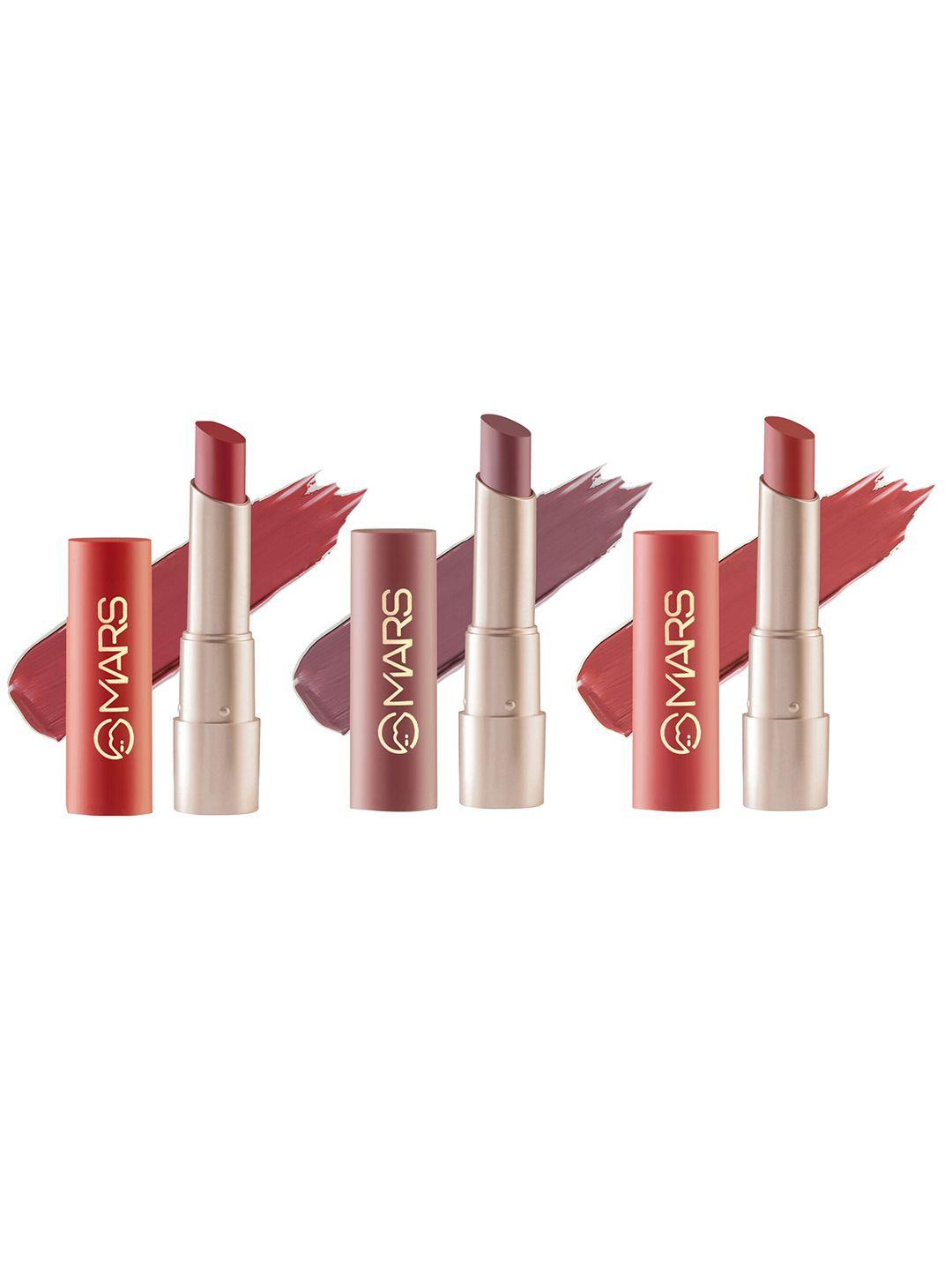 mars creamy matte set of 3 highly pigmented bullet lipstick - 3.2gm each