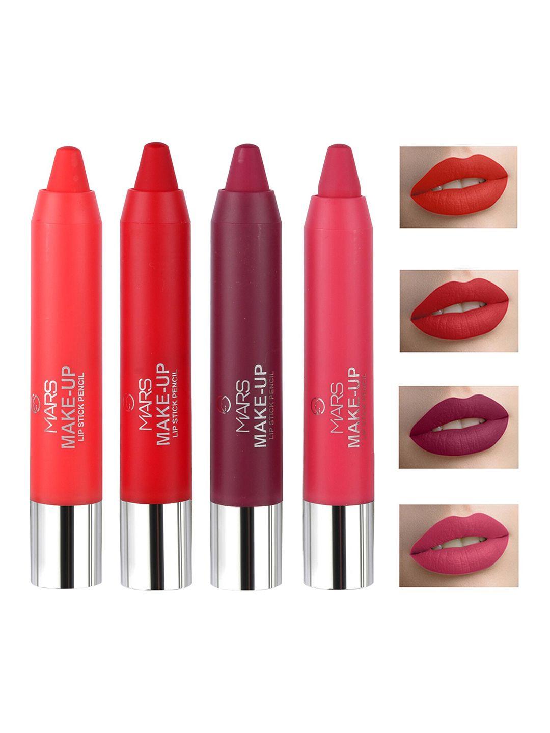 mars makeup set of 4 smooth and pigmented pencil lipstick - 3.6gm each