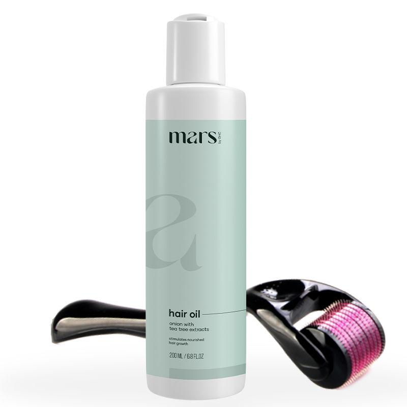 mars by ghc thick hair growth kit - onion hair oil & derma roller