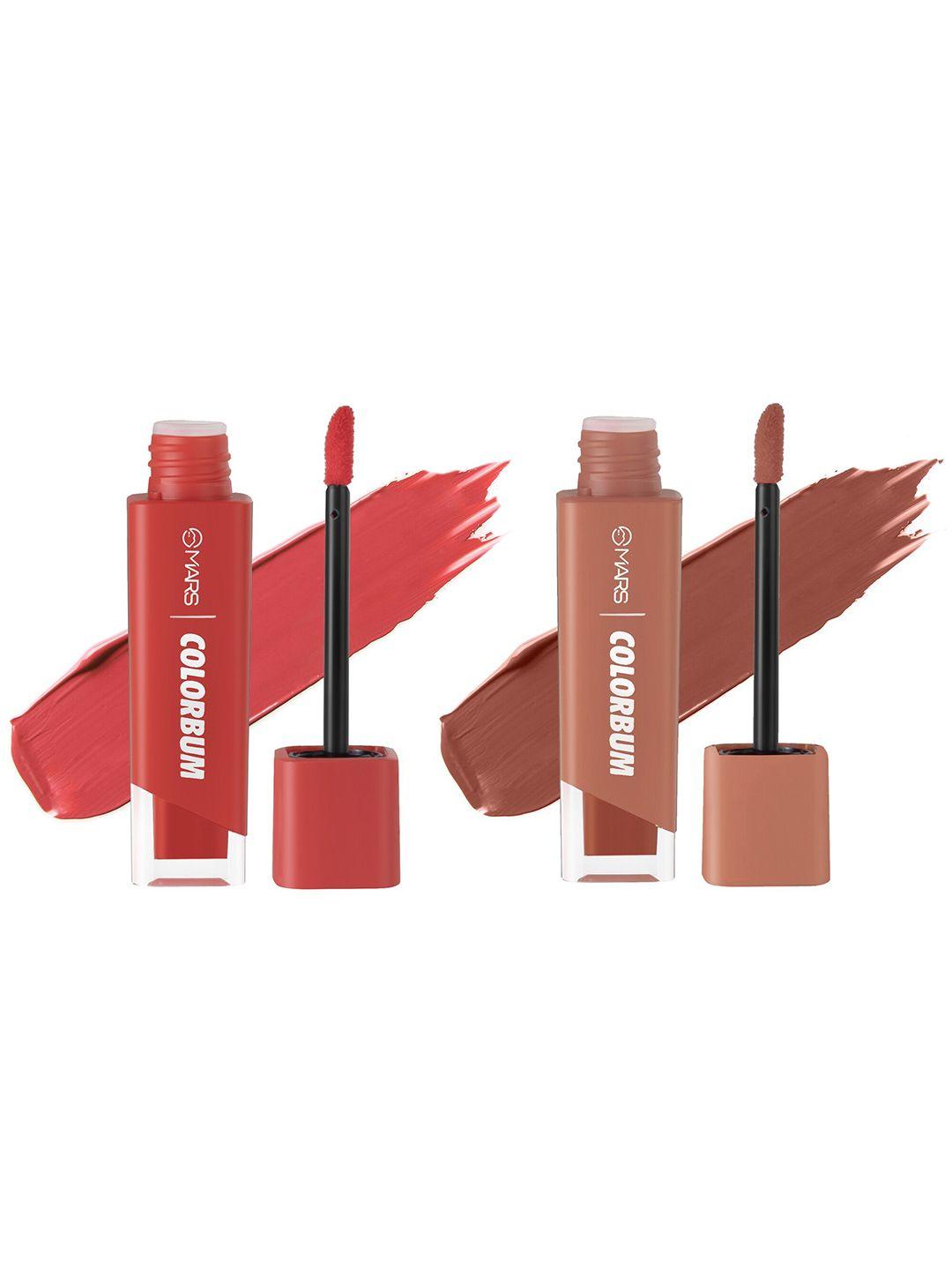 mars colorbum set of 
2 liquid matte lipstick - 5.5ml each - crimson chennai - rusty rome