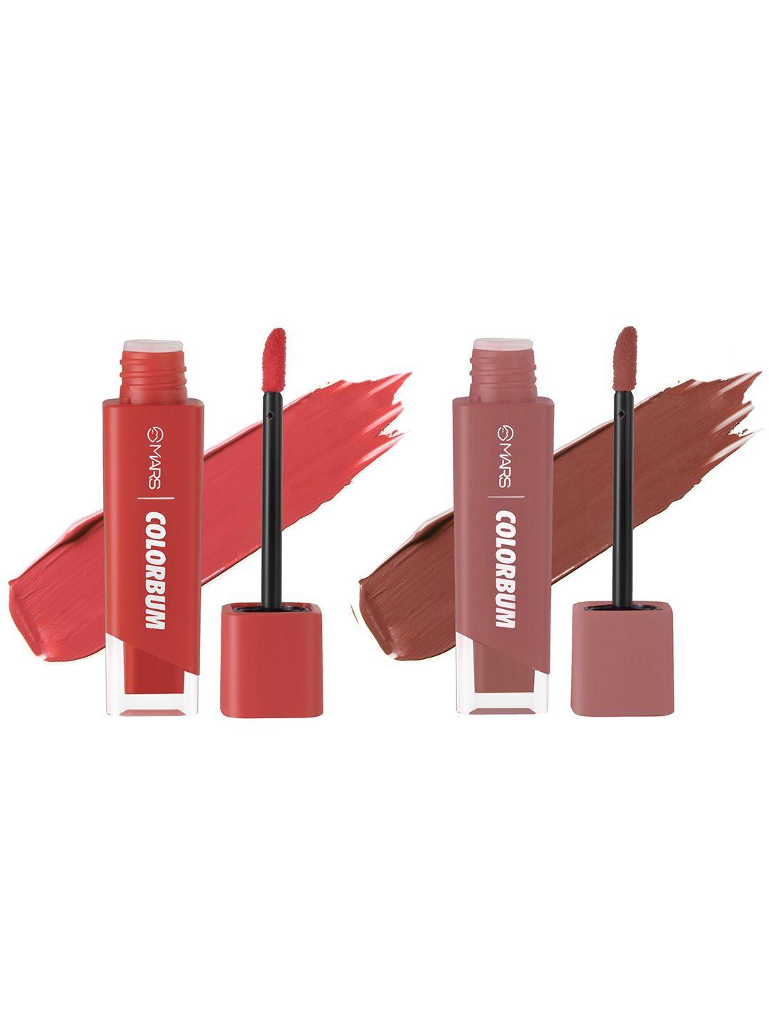 mars colorbum set of 2 liquid lipstick - 5.5ml each - crimson chennai 01-peachy prague 06