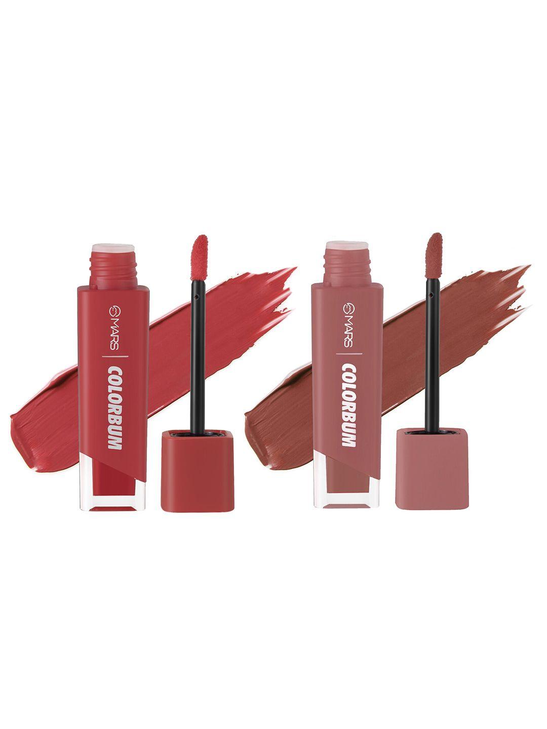 mars colorbum set of 2 liquid matte lipstick-5.5ml each-scarlet seoul 02-peachy prague 06