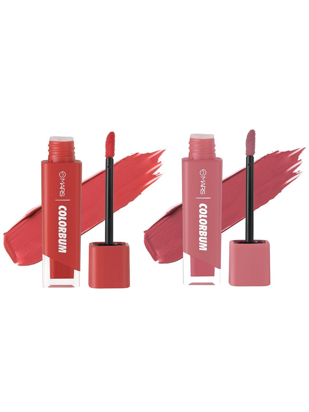 mars colorbum set of 2 smudge free liquid matte lipstick -5.5ml each crimson chennai-pink