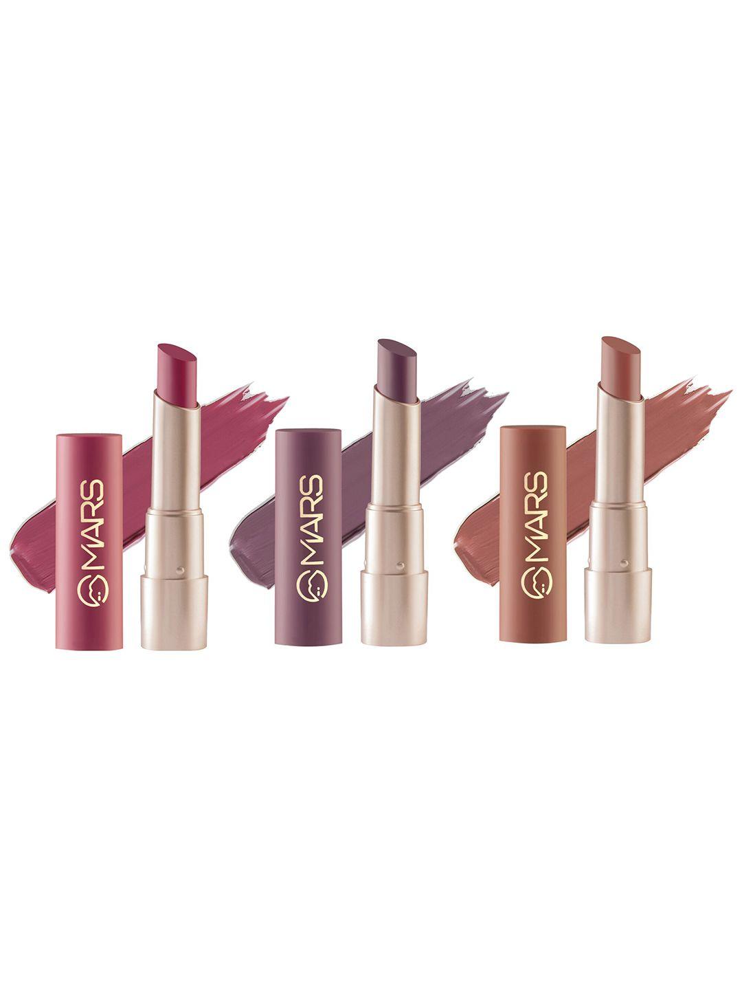 mars creamy set of 3 bullet lipstick-3.2g each-love lavani13-sinful salsa14-jazzy jhumar15