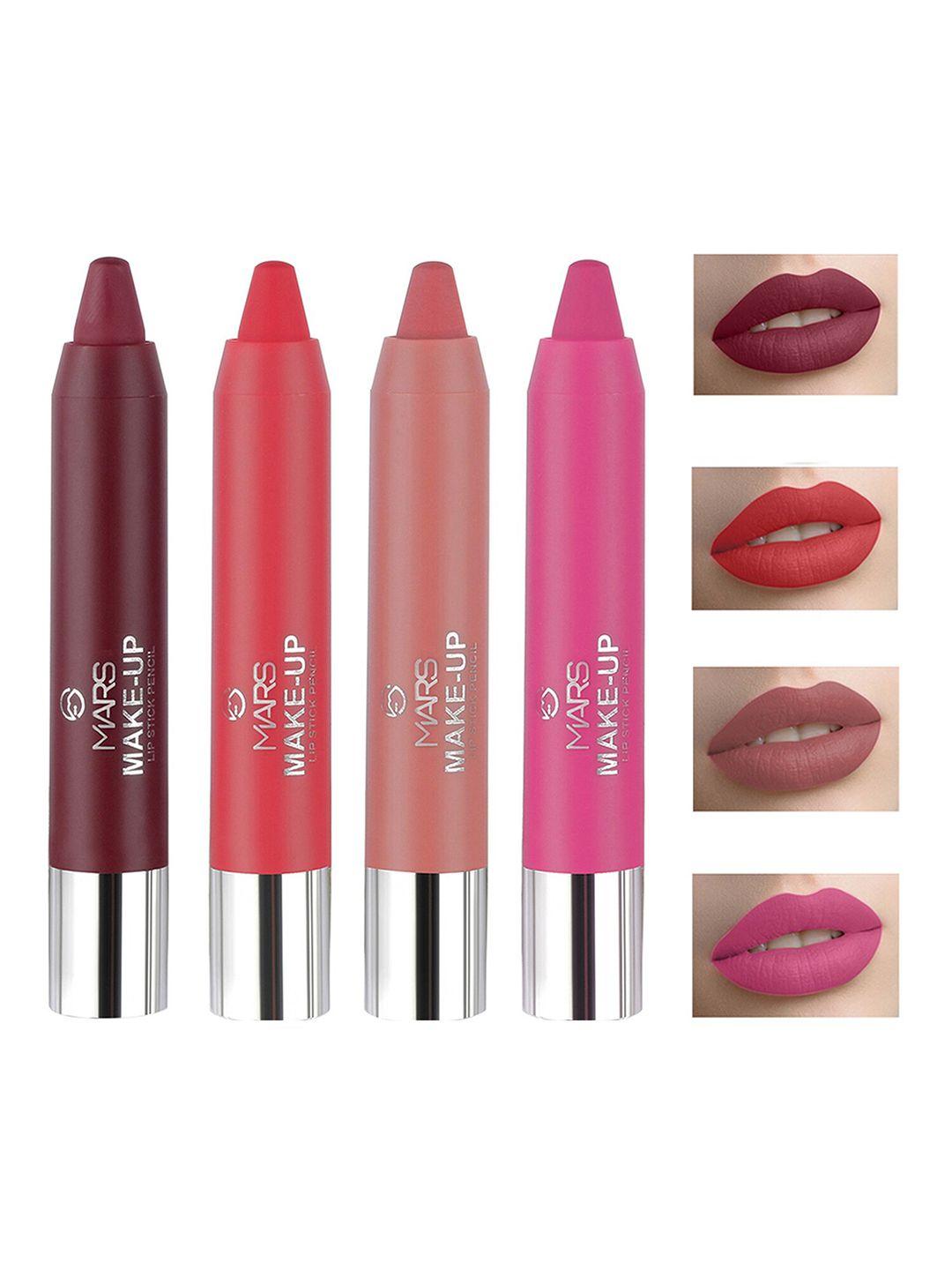 mars make-up set of 4 smooth and pigmented pencil lipstick - 3.6gm each