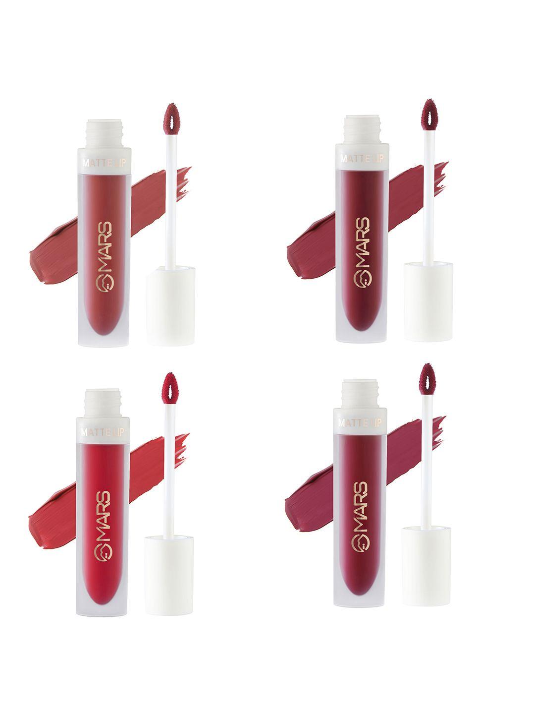 mars set of 4 long lasting transfer-proof matte liquid lipstick - 4.5 ml each