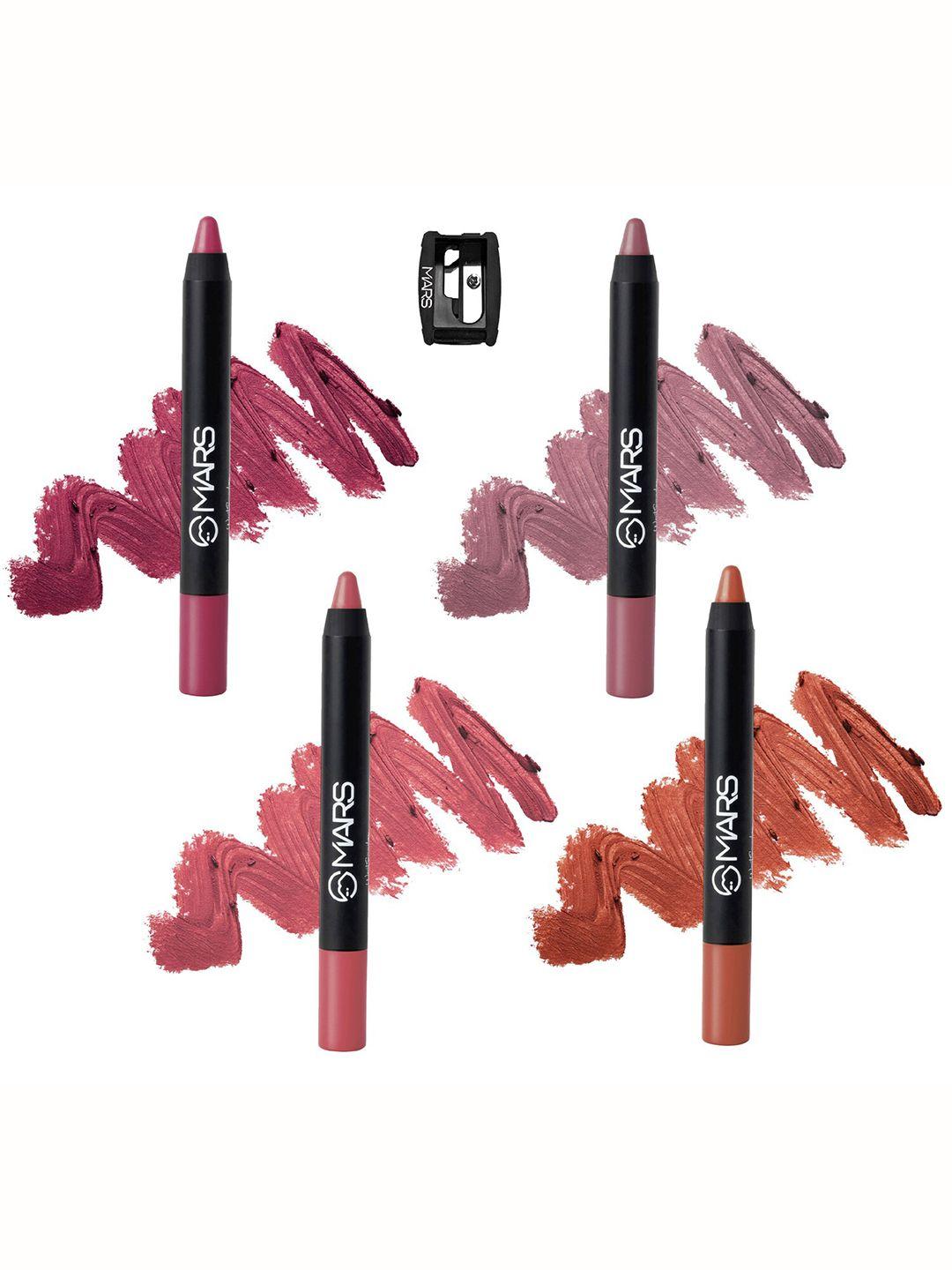 mars set of 4 smudge proof lipsticks - boss lady 21, i am romantic 22, cute 23, i am dramatic 24