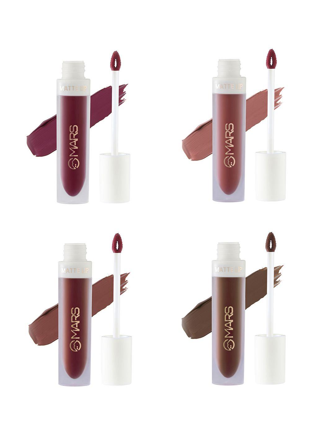 mars set of 4 transfer-proof long lasting matte liquid lipstick- 4.5 ml each