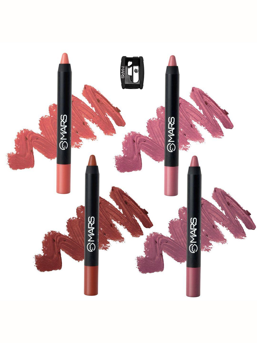 mars set of 4 transfer proof matte lip crayons 14gm